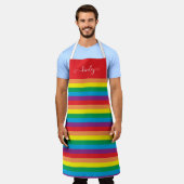 Eenvoudig regenboogpatroon schort (Gedragen)