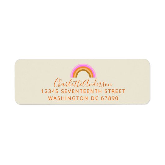 Eenvoudig regenboogterugzendadres voor Cute Retro Etiket (Voorkant)