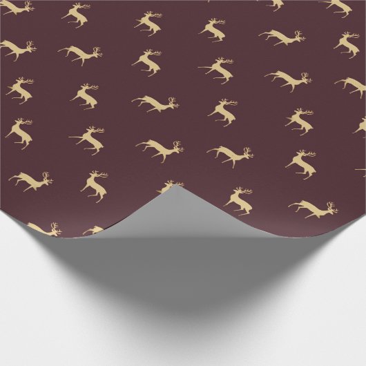 Eenvoudig Rendier Bourgondië Kerst Wrapping Papier (Hoek)