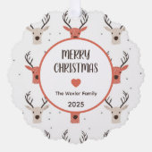 Eenvoudig rendier vrolijke kerstfoto ornament kaart (Voorkant)