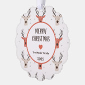 Eenvoudig rendier vrolijke kerstfoto ornament kaart (Links)