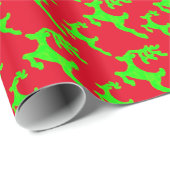 Eenvoudig rendierrood en groen silhouet cadeaupapier (Rol Hoek)