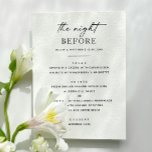 Eenvoudig repetitief diner. Nacht voor Clean Moder Menu<br><div class="desc">Plan je 'De nacht voor' je grote dag? Deze eenvoudige zwart-wit repetitie diner menu biedt een schone, moderne lay-out met volledige aanpassing voor uw maaltijd en evenement details. Ideaal voor koppels die een minimalistische, stijlvolle look willen zonder afleiding. Perfect voor restaurantdiners, bijeenkomsten in de achtertuin of intieme pre-huwelijksevenementen. Eenvoudig bewerken...</div>