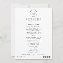 Eenvoudig Restaurant Cafe Cake Bakkerij Menu Prijs