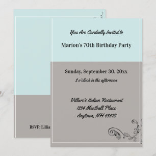 Eenvoudig restaurant van Mint Blue Grey Birthday P Kaart
