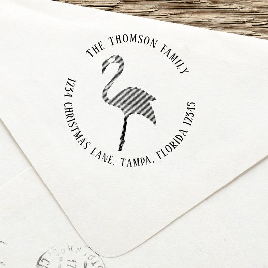 Eenvoudig retouradres Roze Flamingo Tropical Zelfinktende Stempel