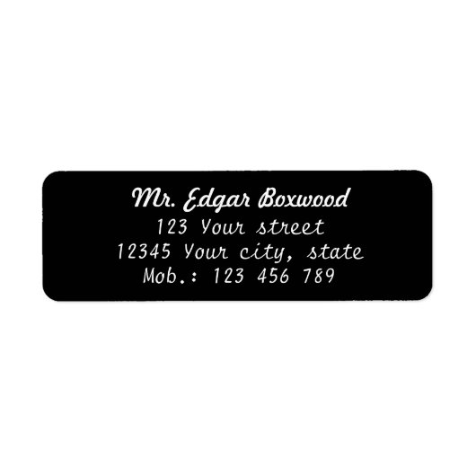 Eenvoudig retouradres zwart etiket (Voorkant)