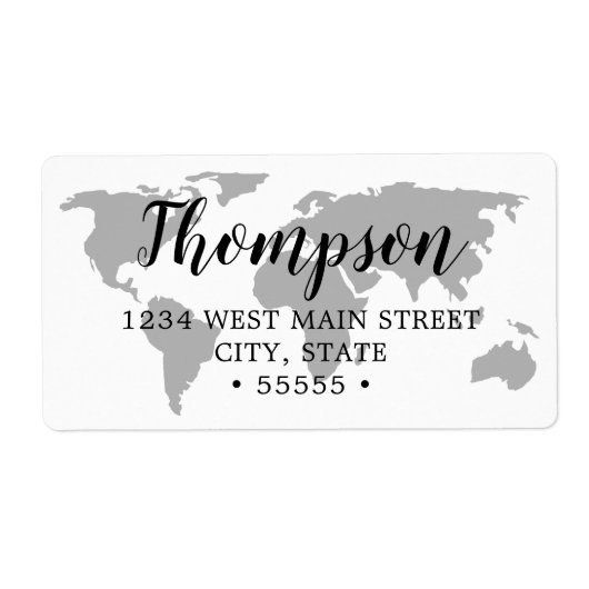 Eenvoudig retourlabel voor Wereldkaart Etiket (Voorkant)