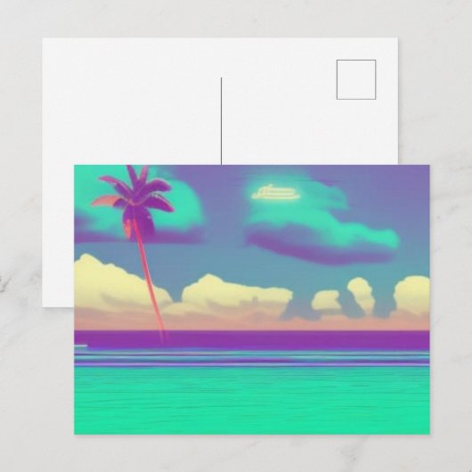 Eenvoudig Retro Beach briefkaart (Voorkant / Achterkant)