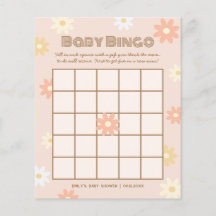 Eenvoudig Retro Boho Madeliefje Baby Shower Bingo 