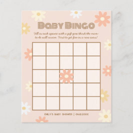 Eenvoudig Retro Boho Madeliefje Baby Shower Bingo 