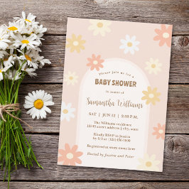 Eenvoudig Retro Chic Daisy Meisje Baby shower Kaart