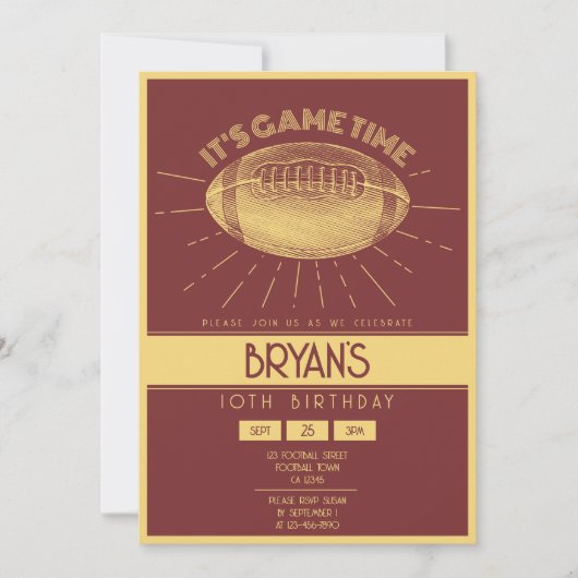 Eenvoudig  Retro Gold Football Verjaardag Kaart (Voorkant)