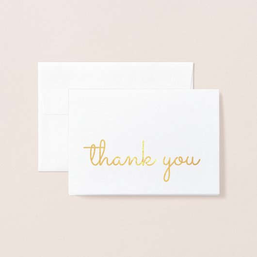 Eenvoudig Retro Gold Handwrite Hartelijk dank Folie Kaarten (Voorkant met envelop)