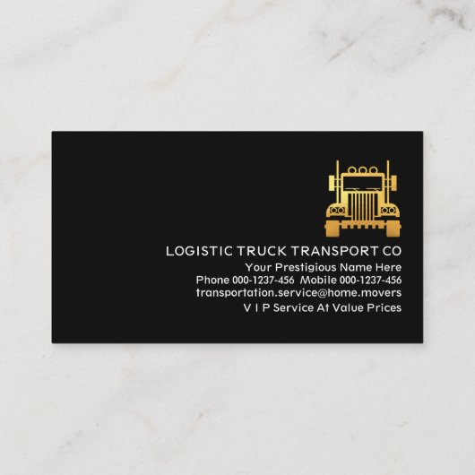Eenvoudig Retro Gold Truck Transport Visitekaartje (Achterkant)