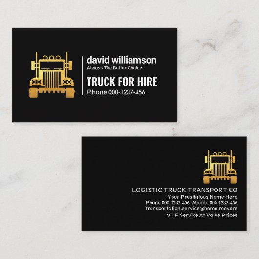 Eenvoudig Retro Gold Truck Transport Visitekaartje (Voorkant / Achterkant)