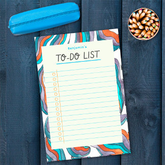 Eenvoudig Retro Groovy Blauw Gelinieerd Notitieboe Post-it® Notes