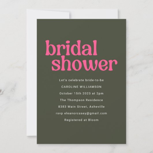 Eenvoudig Retro Groovy Hot Roze Groen Vrijgezellen Kaart (Voorkant)