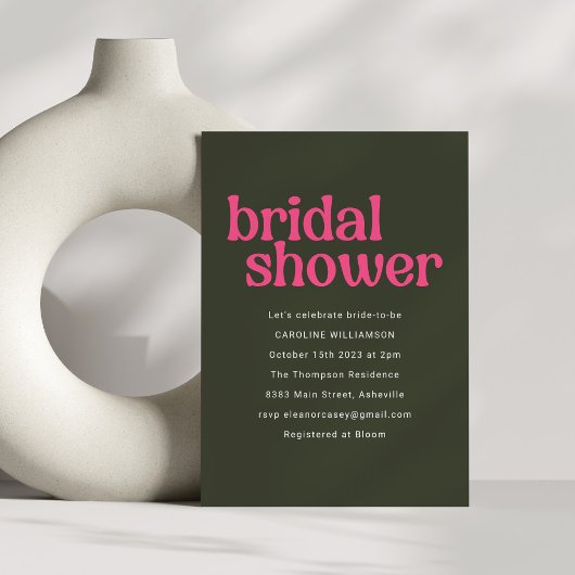 Eenvoudig Retro Groovy Hot Roze Groen Vrijgezellen Kaart