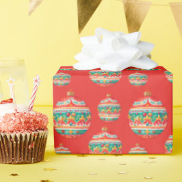 Eenvoudig retro kerst ornament patroon cadeaupapier