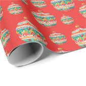 Eenvoudig retro kerst ornament patroon cadeaupapier (Rol Hoek)