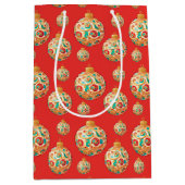 Eenvoudig retro kerst ornament patroon medium cadeauzakje (Voorkant)