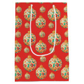 Eenvoudig retro kerst ornament patroon medium cadeauzakje (Achterkant)