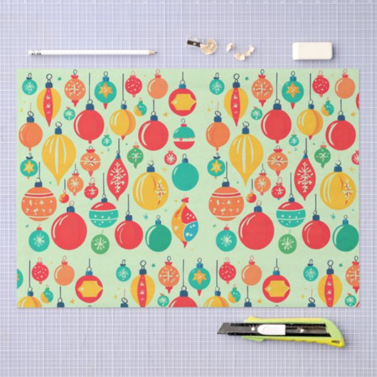 Eenvoudig retro kerst ornament patroon tissuepapier (Craft)