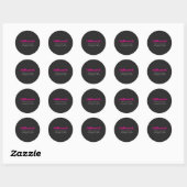 Eenvoudig Retro-Modern Roze & Off Zwart Adres Ronde Sticker (Vel)