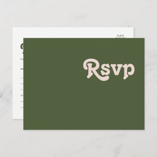 Eenvoudig Retro Olive Green Menu Keuze RSVP-Briefk (Voorkant / Achterkant)