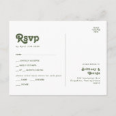 Eenvoudig Retro Olive Green Menu Keuze RSVP-Briefk (Achterkant)
