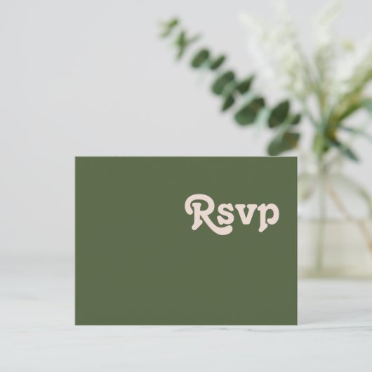 Eenvoudig Retro Olive Green Menu Keuze RSVP-Briefk (Staand voorkant)