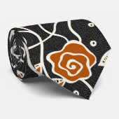 Eenvoudig Retro Patroon- Zwart & Sinaasappel Stropdas (Opgerold)