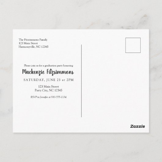 Eenvoudig Retro Photo Afstuderen Invitation Briefk Briefkaart (Achterkant)