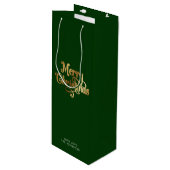 Eenvoudig Retro Script Groen Goud Vrolijk Kerstfee Wijn Cadeautas (Voorkant Gekanteld)