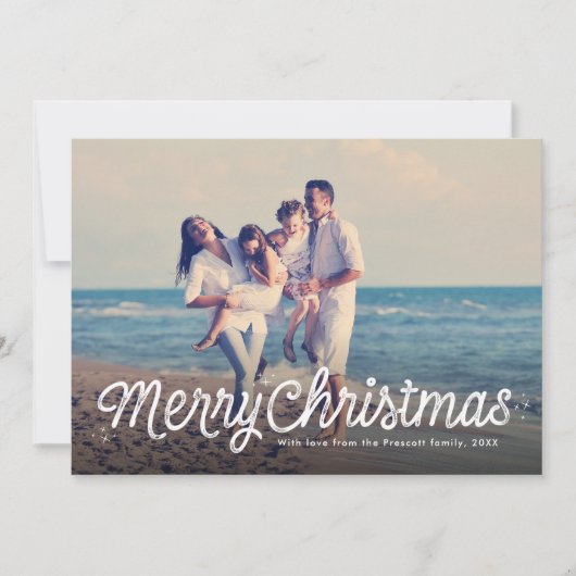 Eenvoudig retro-script voor kerstmis, één foto feestdagenkaart (Voorkant)