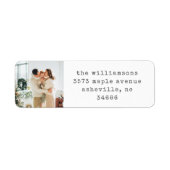 Eenvoudig Retro Typewriter Foto Retouradres Etiket (Voorkant)