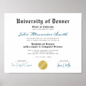 Eenvoudig Retro Universiteit Afstudeercertificaat Poster (Voorkant)