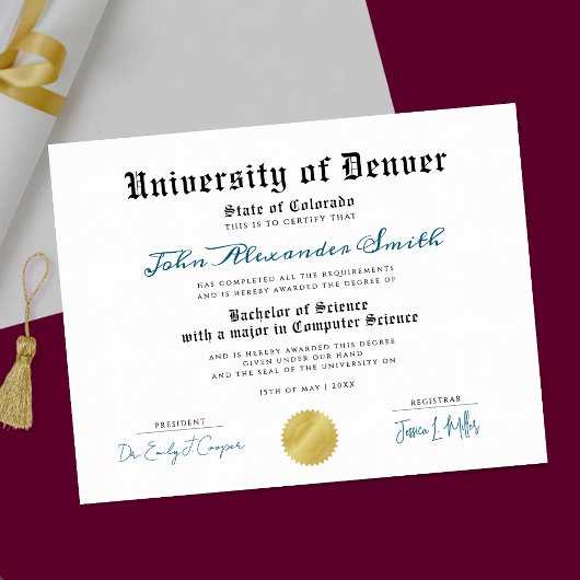Eenvoudig Retro Universiteit Afstudeercertificaat Poster