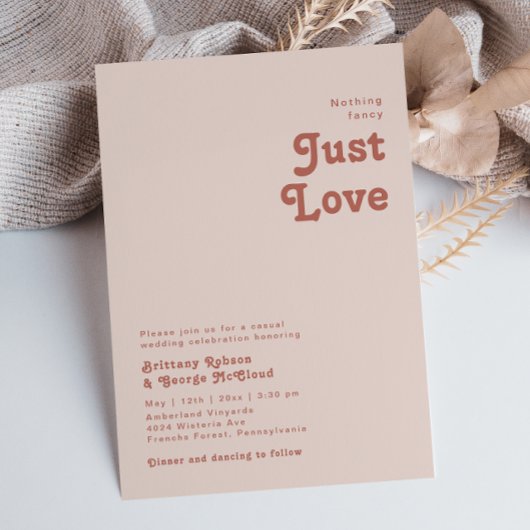 Eenvoudig Retro Vibe Blush Pink Niets Fancy huweli Kaart