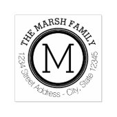 Eenvoudig Ring Monogram Naam en Retouradres Zelfinktende Stempel (Design)