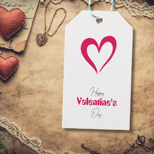 Eenvoudig Robijnen Hart Gelukkig Valentijnsdag Cad Cadeaulabel