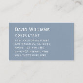 Eenvoudig robuust blauw, modern, wit script voor k visitekaartje (Achterkant)