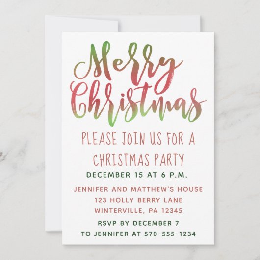 Eenvoudig Rode en Groene Kerstfeest nodigt ons uit Kaart (Voorkant)