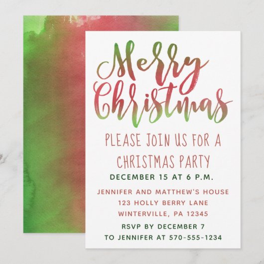 Eenvoudig Rode en Groene Kerstfeest nodigt ons uit Kaart (Voorkant / Achterkant)
