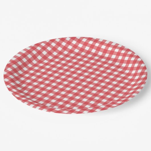 Eenvoudig Rode Land Gingham Pattern Papieren Bordje (Gekanteld)