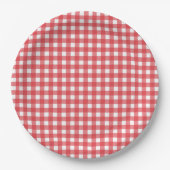 Eenvoudig Rode Land Gingham Pattern Papieren Bordje (Voorkant)