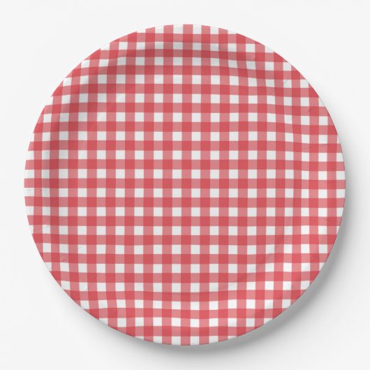 Eenvoudig Rode Land Gingham Pattern Papieren Bordje (Voorkant)