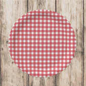Eenvoudig Rode Land Gingham Pattern Papieren Bordje