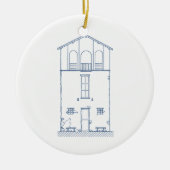 Eenvoudig Roestthuis blauw nieuw adres Keramisch Ornament (Voorkant)